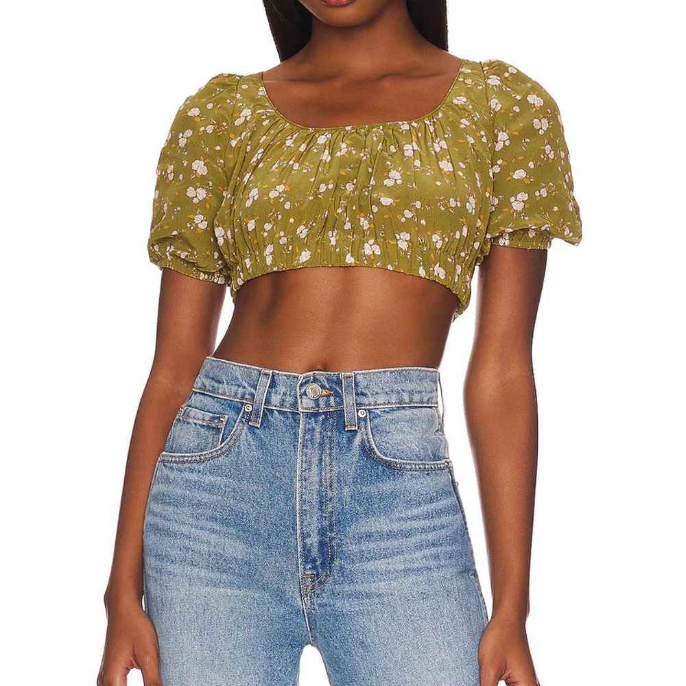 NWT Natalie Top in Olive Wildflower - Picture 2 of 2